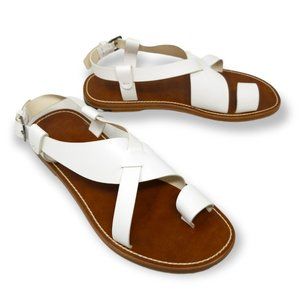Bottega Veneta Band White Calf Leather Flat Sandal with Thumb Strap - NEW! RARE!